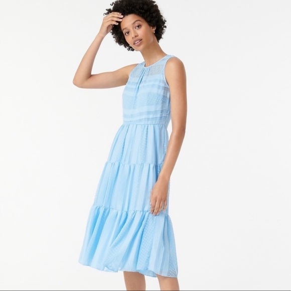 J. Crew Dresses & Skirts - HP J. Crew Tiered Midi Cottage Dress in Striped Clip Dot Medium